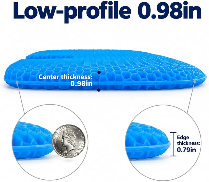 TaskSlim Gel Seat Cushion – Dual non-slip dot-grip base