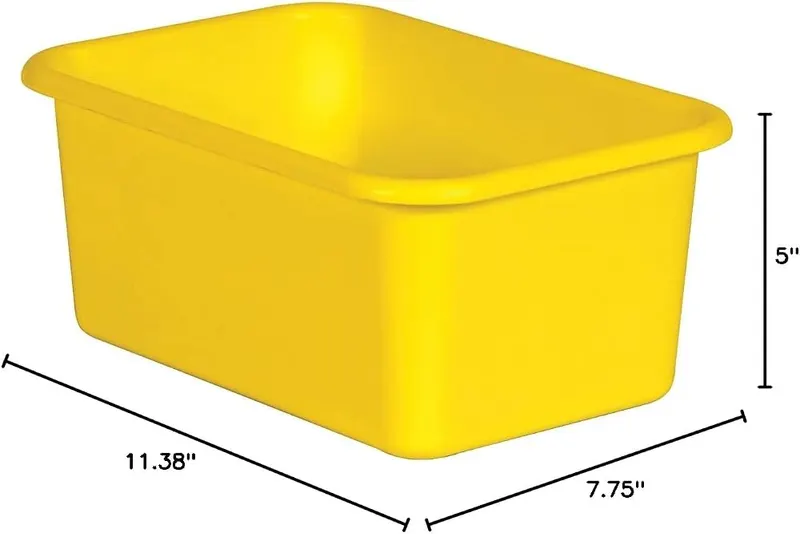 Teacher Created Resources® Yellow Small Plastic Storage Bin – Small books, notepads, toys, games, and supplies can