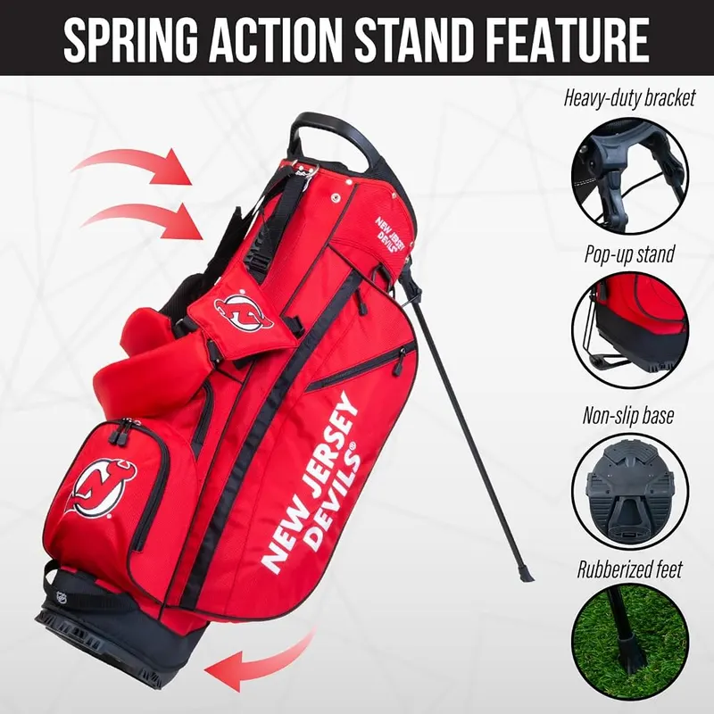 Team Golf NHL New Jersey Devils Fairway Golf – Five zippered pockets, fleece lined valuable pouch, &