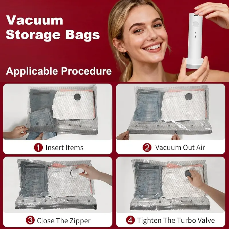 Teilybao Vacuum Storage Bags – Double-zip closure and triple-seal valve