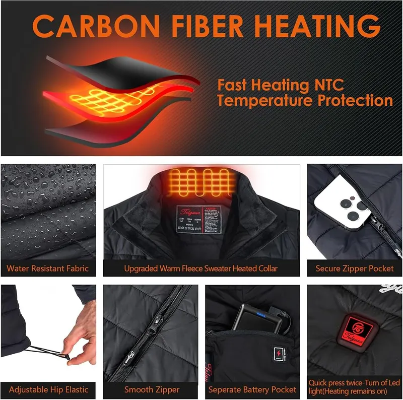 Telguua Heated Vest – Carbon fiber heating elements