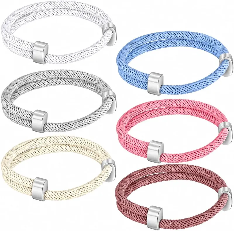 TempBeau Nautical Braided Rope Bracelets Set in Soft Color-6PCS