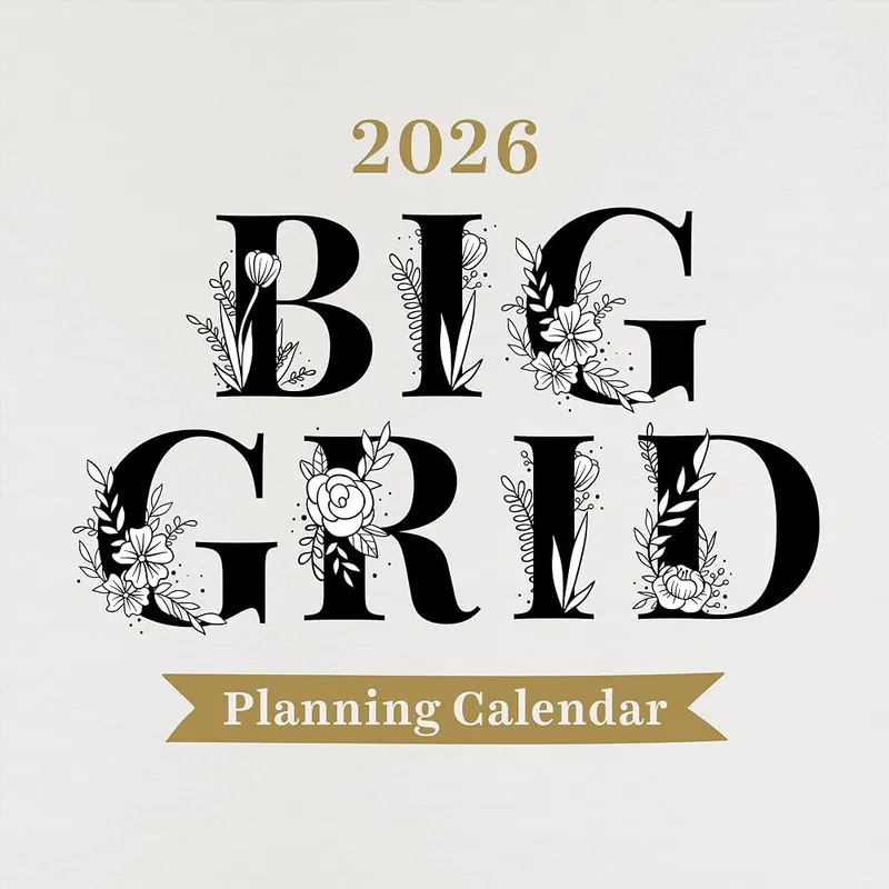 TF Publishing 2026 Big Grid-Floral Wall Calendar