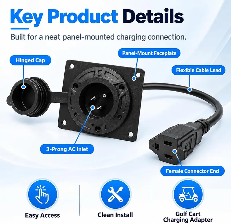 TFFUAM Golf Cart Charging Port Adapter – product photo 8 of 8