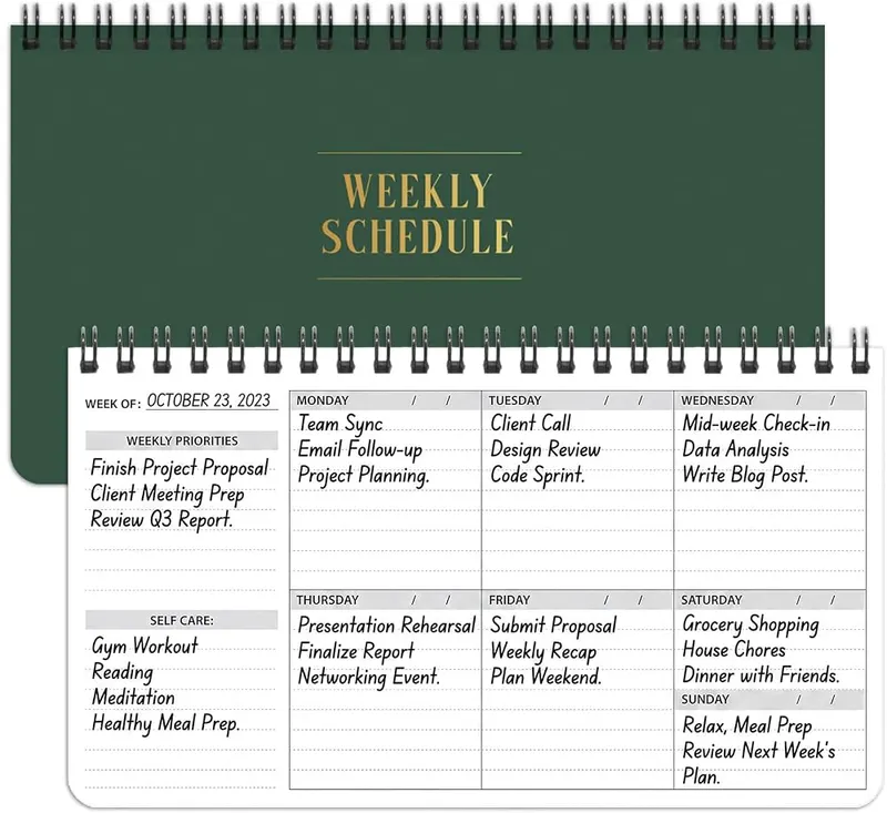 Thboxes Weekly Desk Planner Notepad in Green