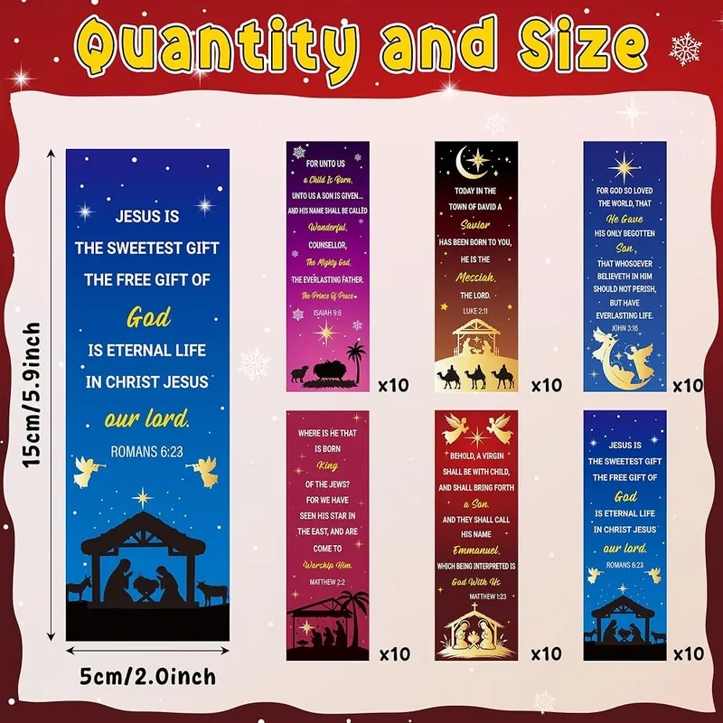 TICIAGA Christmas Nativity Bible Verses Bookmarks – Meaningful Christian Designs