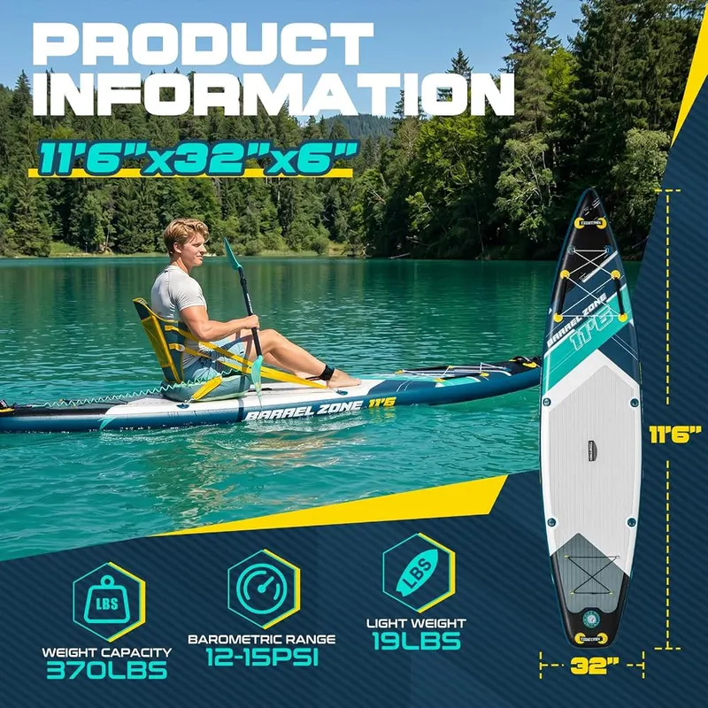 TIDETREK 11’6″ Inflatable Stand Up Paddle Boards – 11'6" inflatable paddle board