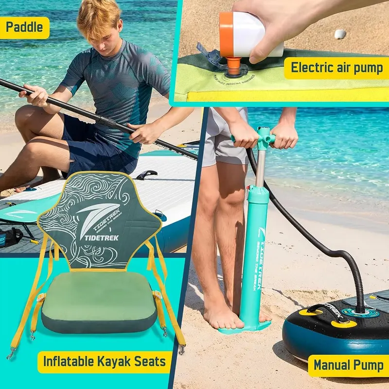TIDETREK 11’6″ Inflatable Stand Up Paddle Boards – EVA non-slip deck pad