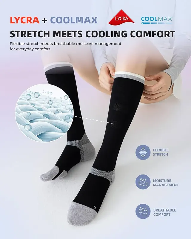 TINYLEMON Compression Socks – Black knee-high style