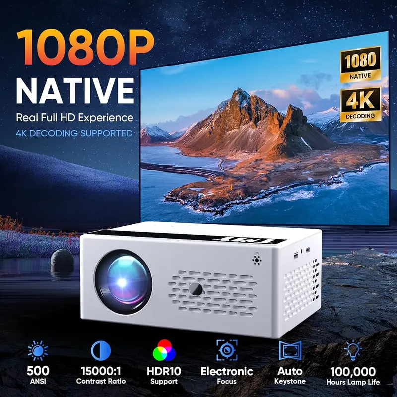 TMY Smart Projector – Native 1080p with 4K decoding