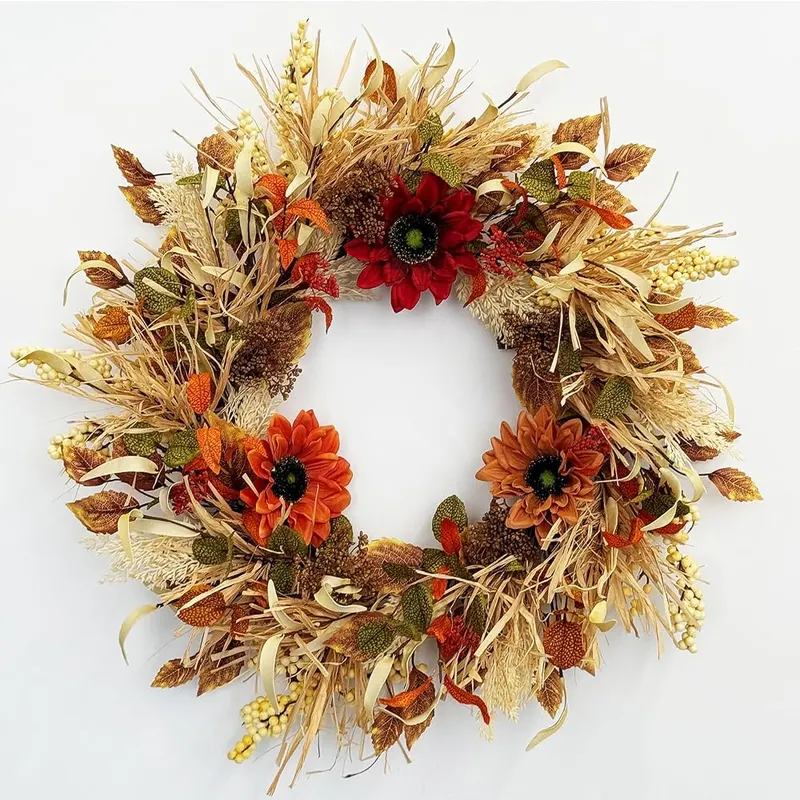 TOKCARE 24 Inch Fall Wreaths in Yellow