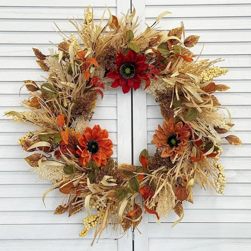 TOKCARE 24 Inch Fall Wreaths – 24 inch sunflower fall wreath