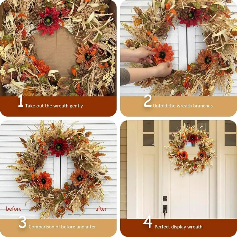 TOKCARE 24 Inch Fall Wreaths – Door, mantel or wall display