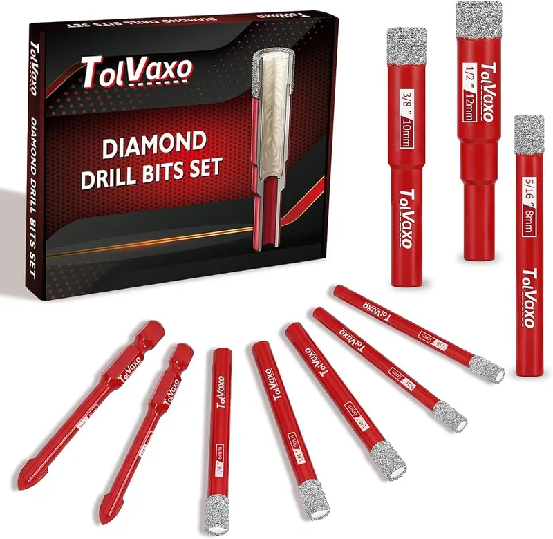 Tolvaxo 10Pcs Dry Diamond Drill Bit Set