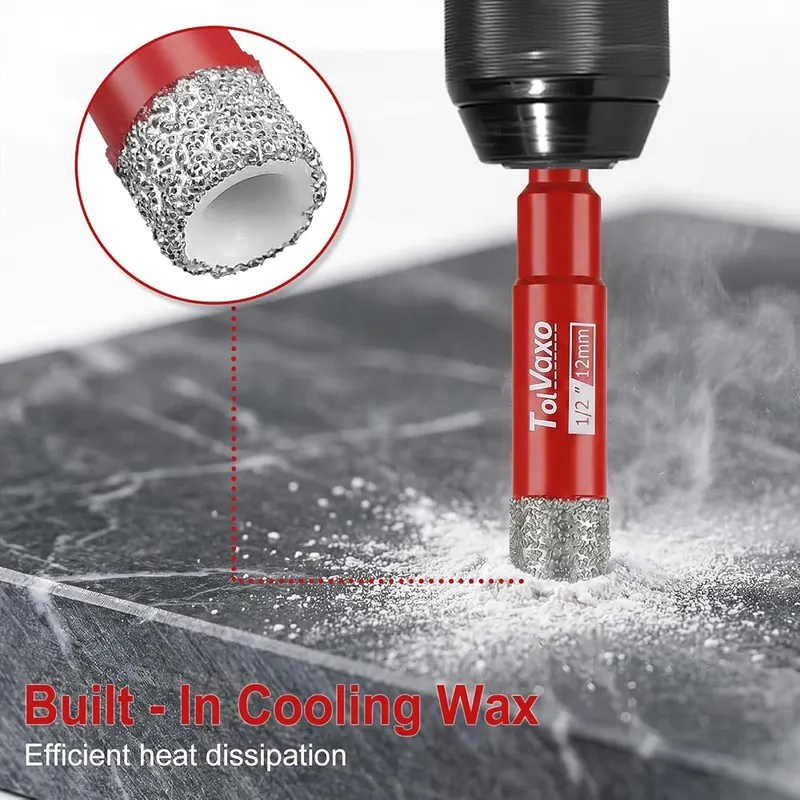 Tolvaxo 10Pcs Dry Diamond Drill Bit Set – Durable High-Carbon Steel Construction