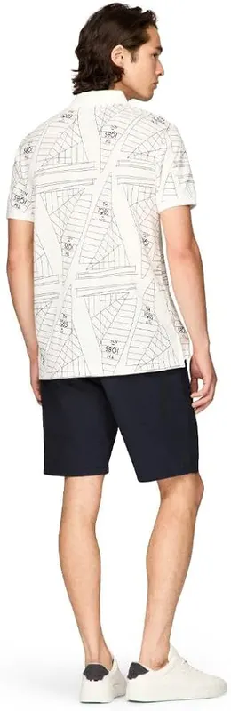 Tommy Hilfiger Men’s Sailing Print Short Sleeve Polo – Men's Polo Shirts Short Sleeve with 100% Cotton