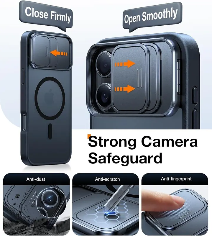 TORRAS for iPhone 16 Pro Case – Sliding camera cover with built-in stand