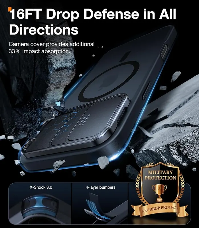 TORRAS for iPhone 16 Pro Case – 16 ft military-grade drop protection