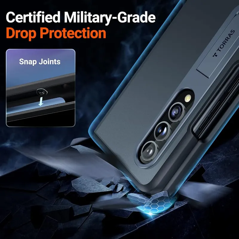 TORRAS Kickstand Z Fold 4 Case – Slim profile with shockproof edges