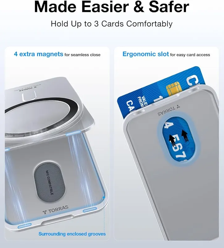TORRAS Magnetic case & 360Spin Magnetic Wallet – Extra strong N52 neodymium magnets
