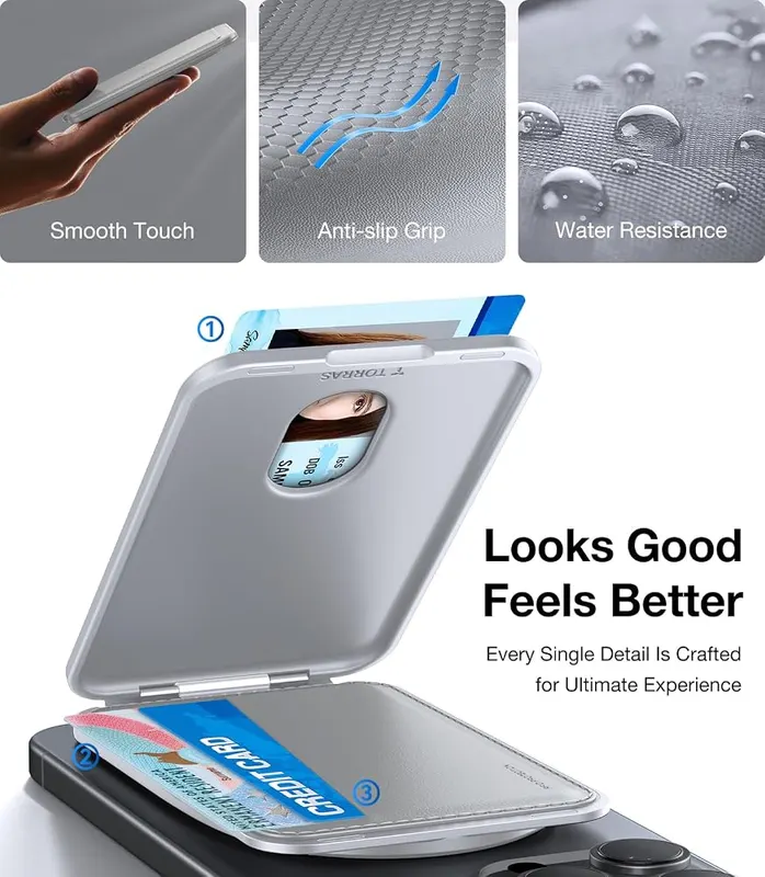 TORRAS Magnetic case & 360Spin Magnetic Wallet – Water resistant vegan leather finish