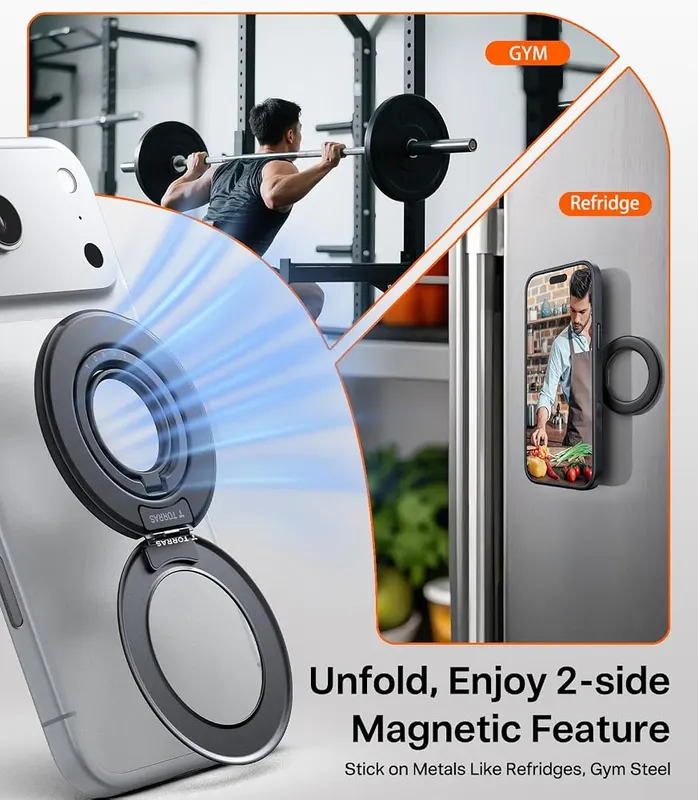 TORRAS Magnetic Case & Magnetic Phone Grip – Built in ring holder function