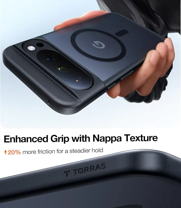 TORRAS Magnetic Shockproof Black – Fingerprint-resistant translucent matte back