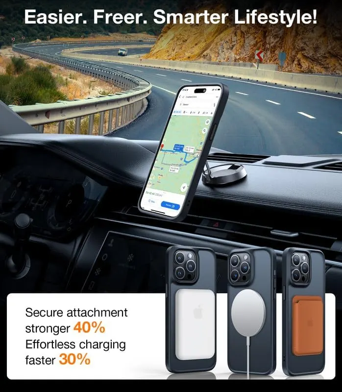 TORRAS Magnetic Shockproof Black iPhone 14 Pro Max – Corner airbag drop protection