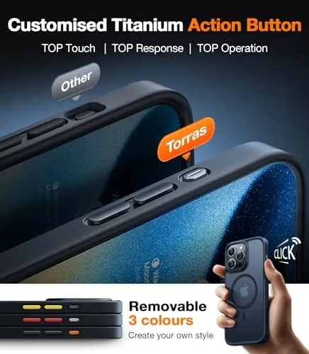 TORRAS Magnetic Shockproof Black iPhone 14 Pro Max – Translucent black finish