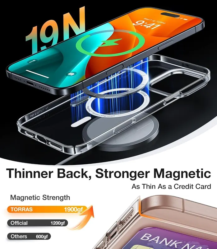 TORRAS Magnetic Slim Fit – Clear shockproof protective design