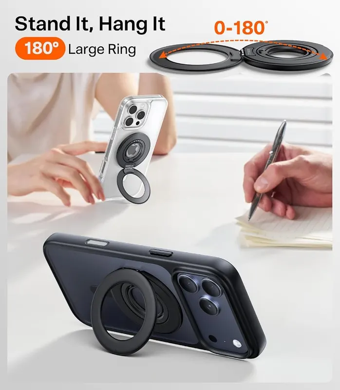 TORRAS Magnetic Stand Case & Magnetic Phone – Built-in phone grip ring holder