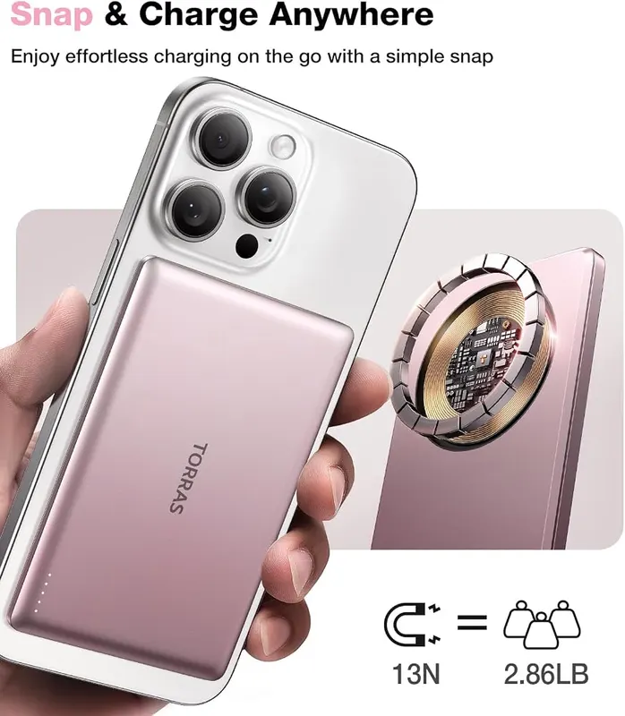 TORRAS MiniMag Power Bank – Strong magnetic wireless attachment