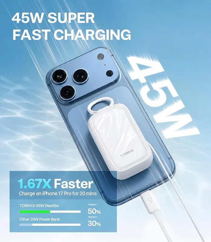 TORRAS PearlGo Power Bank – 45W max fast charging output