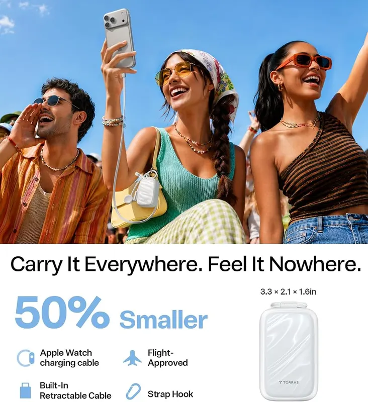 TORRAS PearlGo Power Bank – 10,000mAh capacity in a compact body