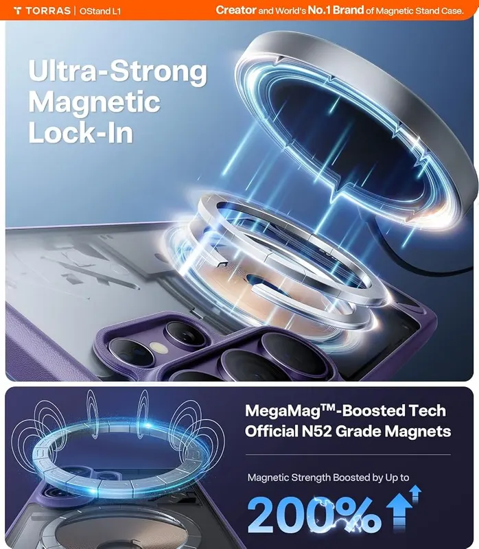 TORRAS PolarCircle Qi2.2 Mag-Safe Charger & Magnetic – Multi-functional 360 degree rotating stand