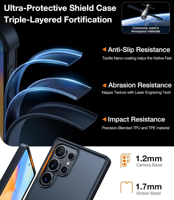 TORRAS Shockproof S25 Ultra Black – Slim profile with premium tactile grip