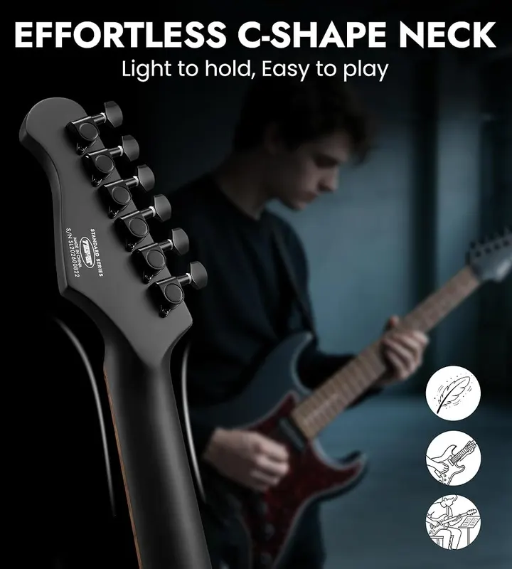 Tostar 39″ HSS Electric Guitar Kit 5-Way – Sealed split-shaft tuners