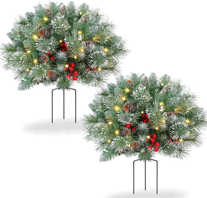 TOWPONICS Set of 2 20IN Pre-Lit Outdoor in Frosted Pine
