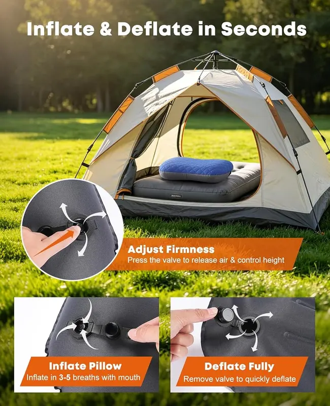 Trakiom Inflatable Camping Pillow – Ergonomic contour for neck support