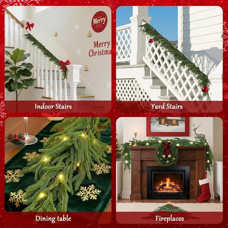 TranquilBliss 6FT Christmas Garland – Convenient automated timer function