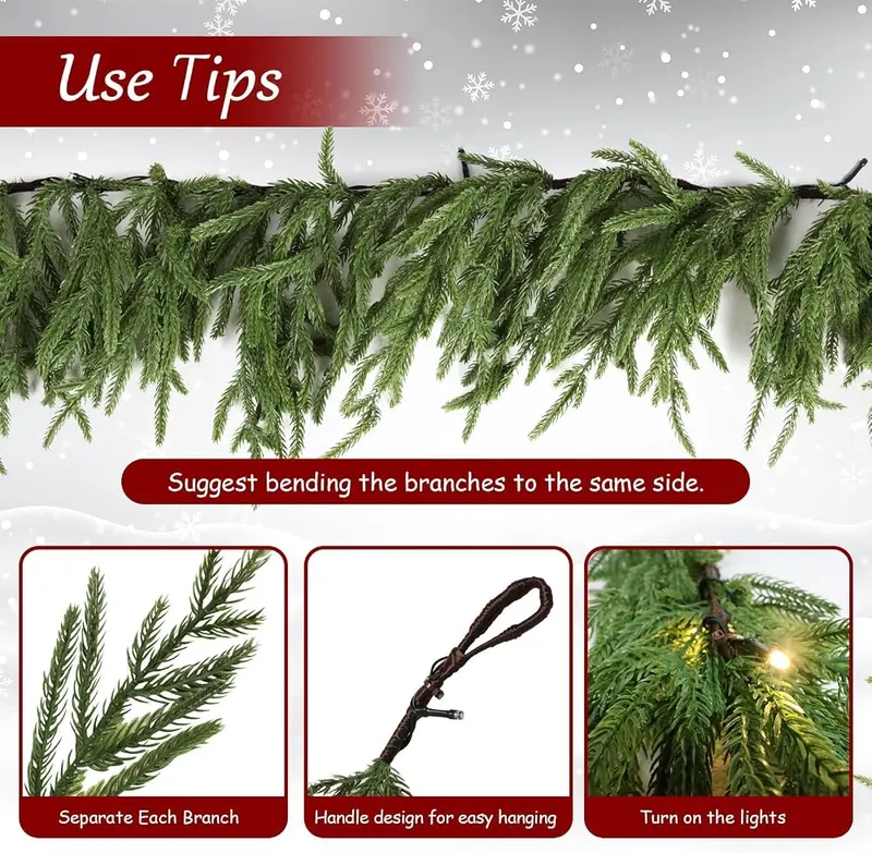 TranquilBliss 6FT Christmas Garland – Realistic artificial norfolk design