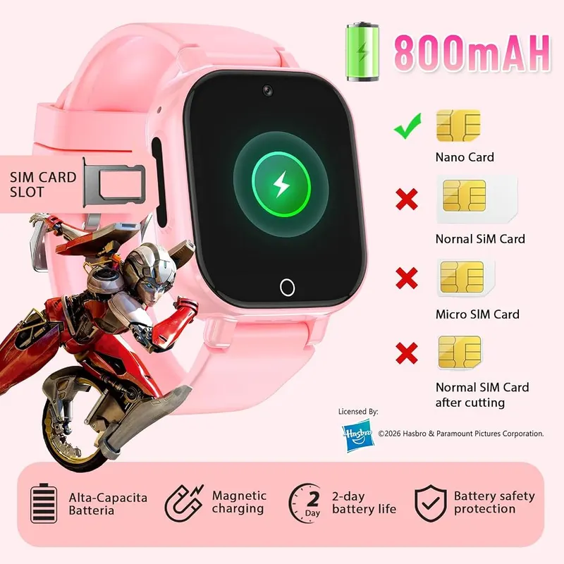 Transformers 4G Kids Smart Watch Phone – Emergency SOS contact features