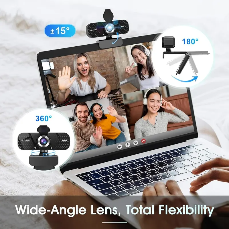 TRAUSI 1080P FHD Webcam – Noise-Reducing Built-In Microphone
