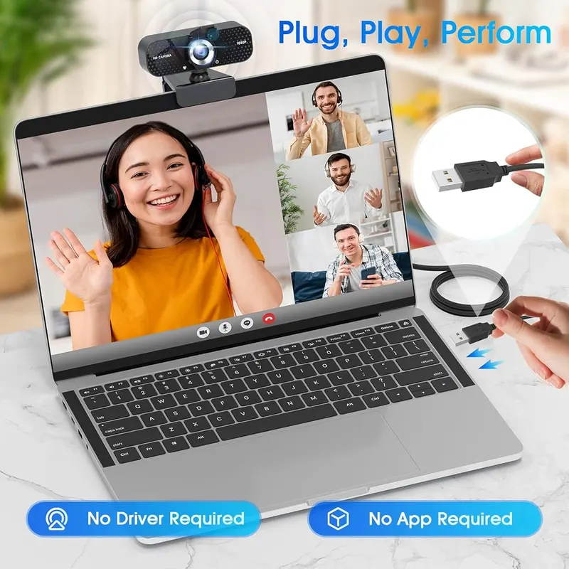 TRAUSI 1080P FHD Webcam – Seamless Plug-and-Play Setup