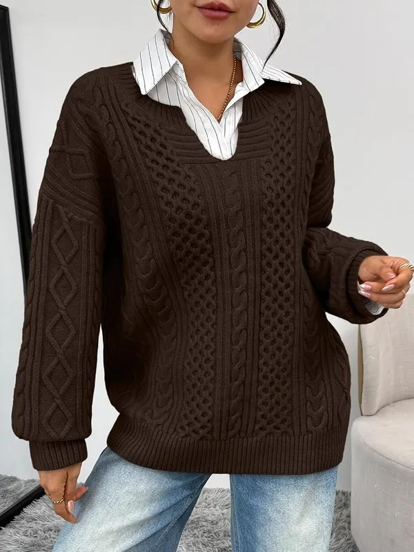 Trendy Queen Oversized Cable Knit Sweaters – Oversized cable knit sweater