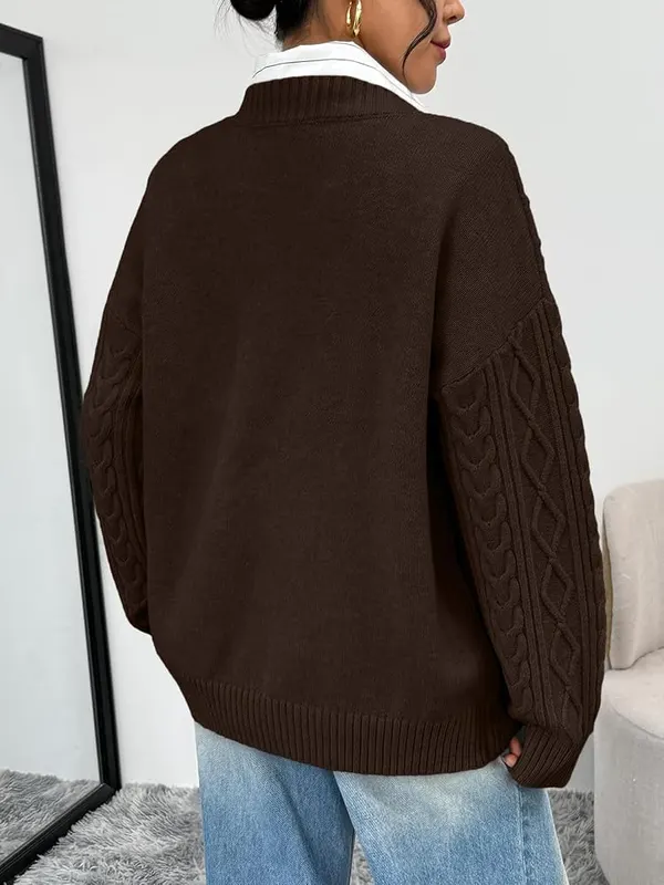 Trendy Queen Oversized Cable Knit Sweaters – Dropped shoulder fit