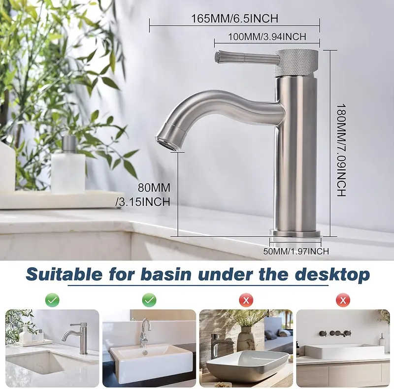 TRYSEA Brushed Nickel Bathroom Faucet – Brushed nickel single handle faucet