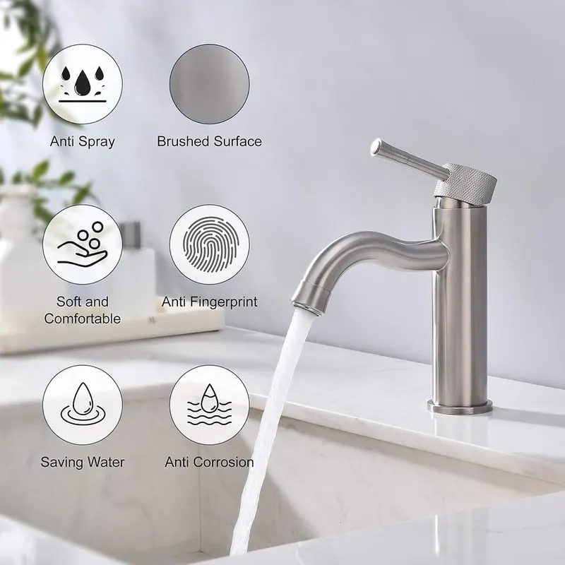 TRYSEA Brushed Nickel Bathroom Faucet – Ceramic valve core