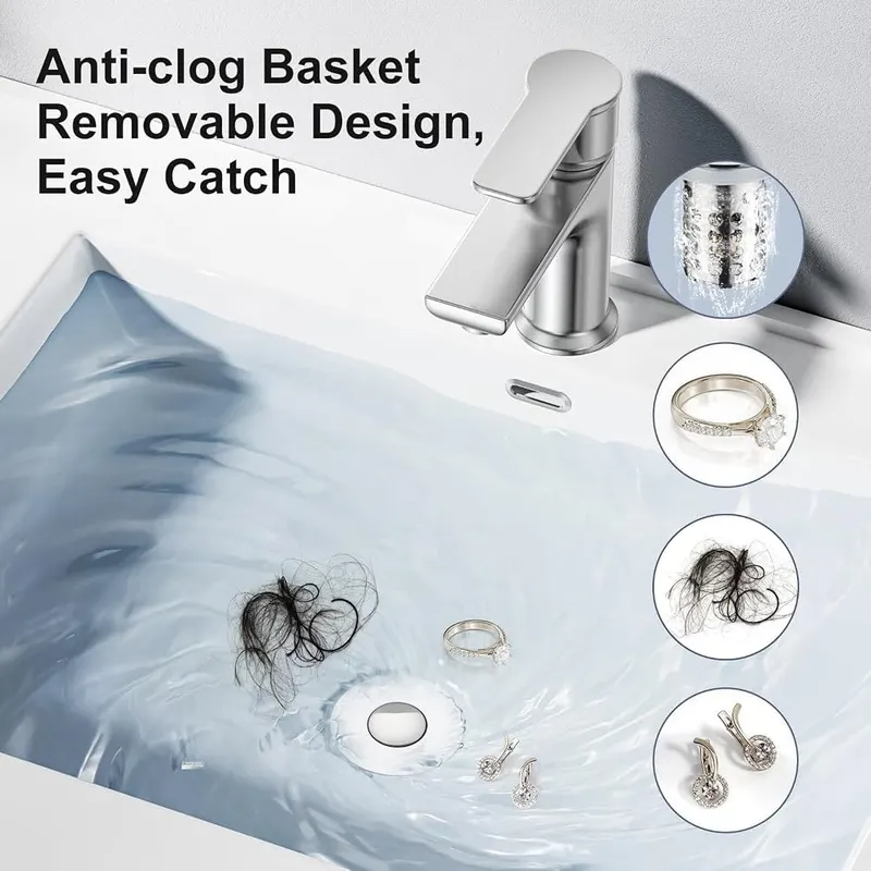 TSJLIKI Bathroom Sink Drain Strainer – Upgraded 3-in-1 Use