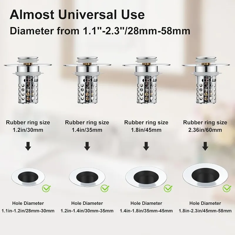 TSJLIKI Bathroom Sink Drain Strainer – Pop-up Design